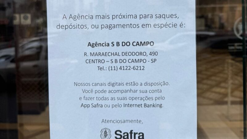 Banco Safra de Santo André suspende operações em dinheiro e indigna idosos