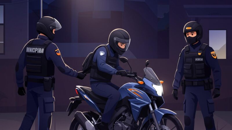 GCM de São Bernardo prende ladrão de motos após perseguição e tiroteio, revelando mandado de prisão e múltiplos crimes.