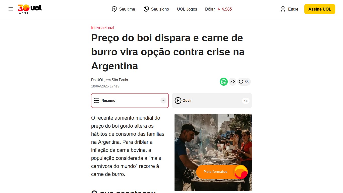 Sites Brasileiros espalham desinformação sobre carne de burro na Argentina