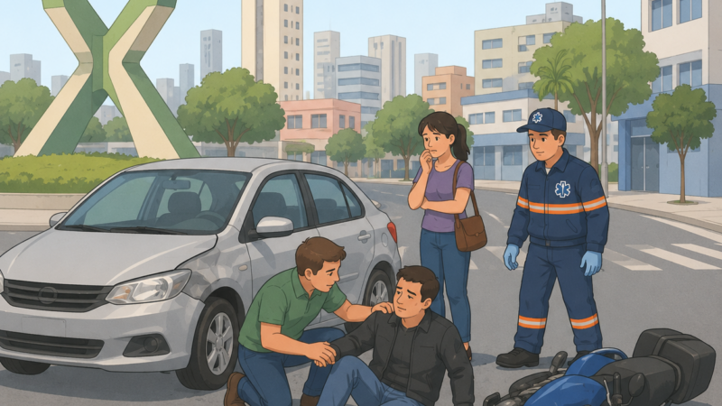 Acidente entre carro e moto deixa homem ferido em Santo André