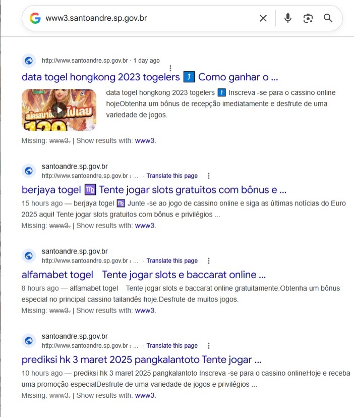 Google exibe conteúdo de apostas ligado a sites oficiais de Santo André