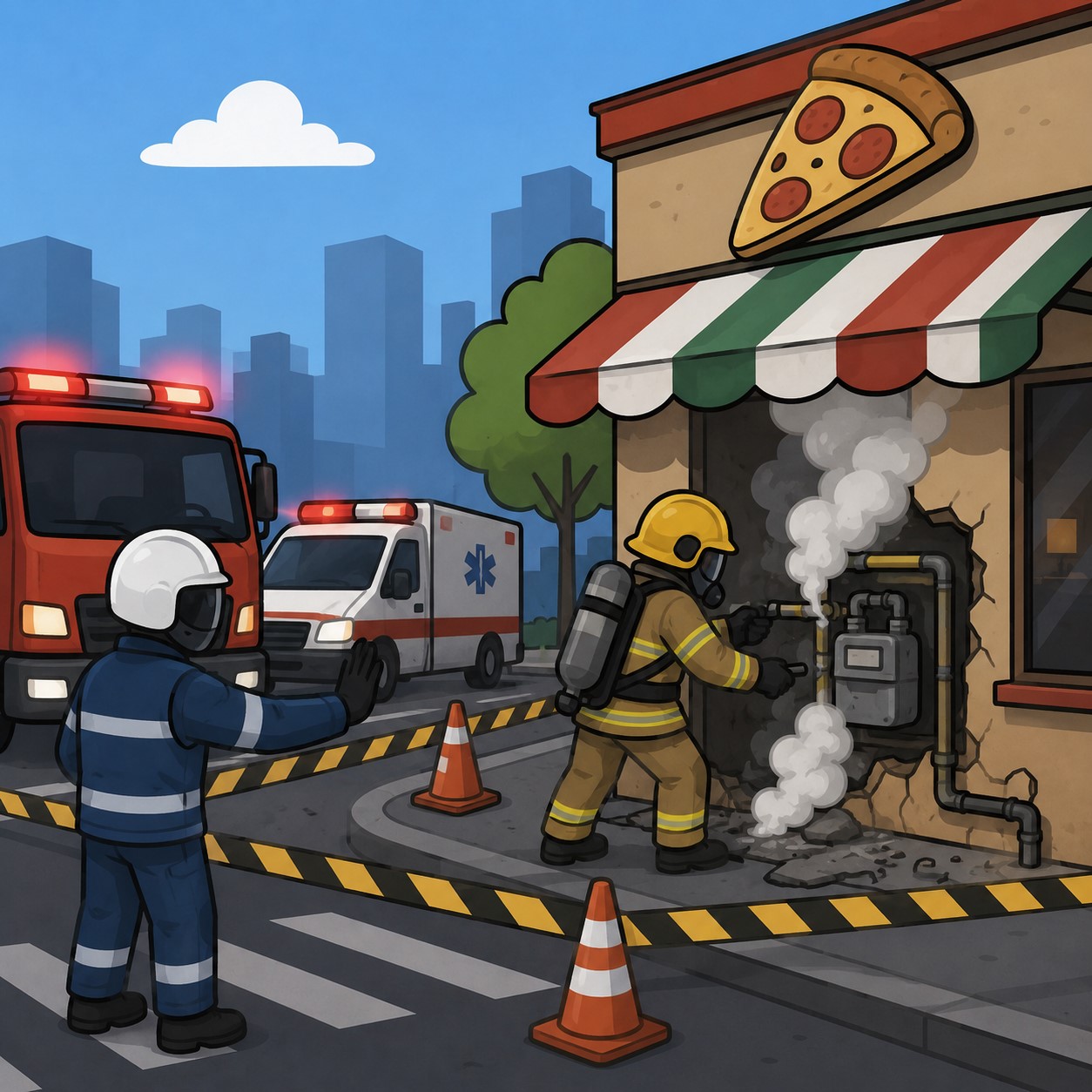 Furto de medidor provoca vazamento de gás, interdita duas ruas e fecha pizzaria em Santo André